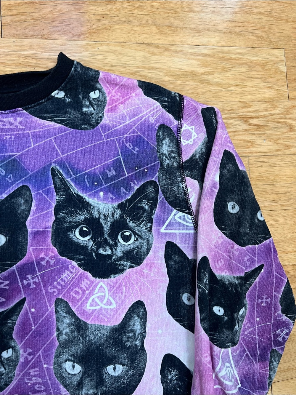 KILLSTAR Cat Lord Occult Cosmic Purple Keiko Cat Crewneck Sweatshirt Unisex - Picture 4 of 13